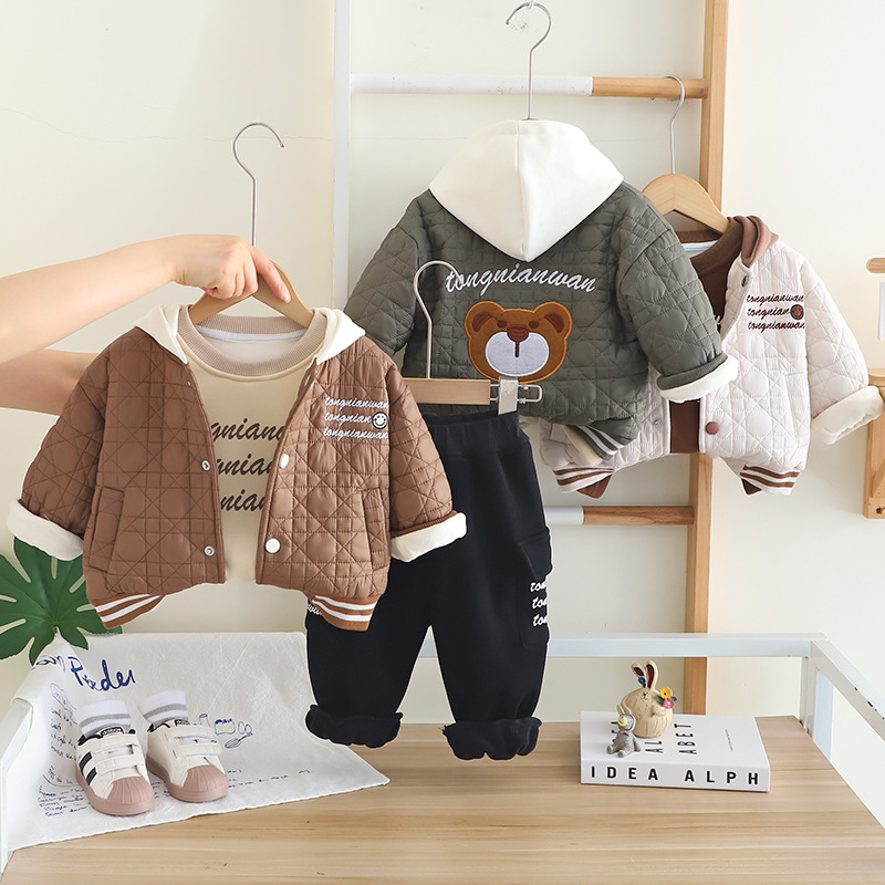 2025 Winter Kids Boys 3-Piece  - Toddler Boy Winter Fleece Jacket ulasan dan harga