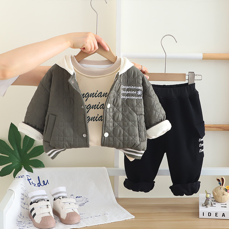2025 Winter Kids Boys 3-Piece  - Toddler Boy Winter Fleece Jacket ulasan dan harga
