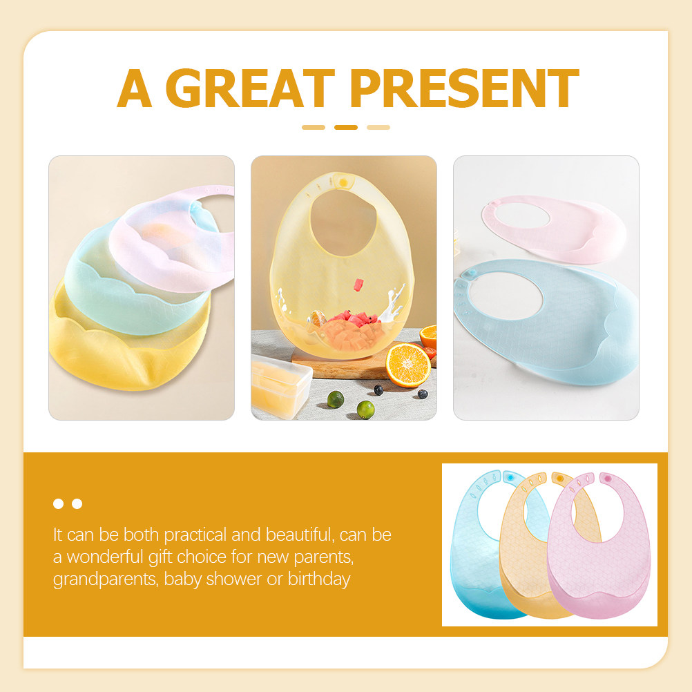 3Pcs Silicone Baby Bibs Soft F - Waterproof Baby Bibs Silicone ulasan dan harga